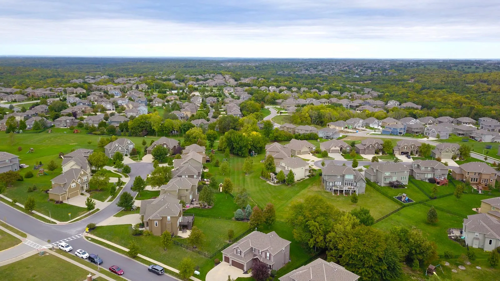 Aerial view of residential neighborhoods across the Edmonton metro area